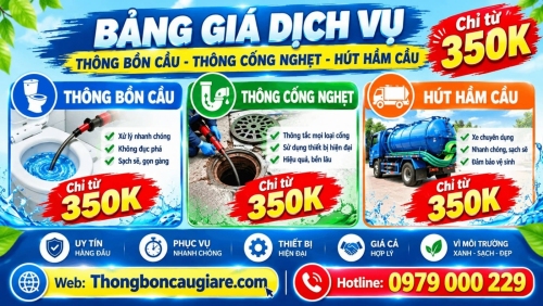Bảng Giá Thông Bồn Cầu, Thông Cống Nghẹt, Hút Hầm Cầu